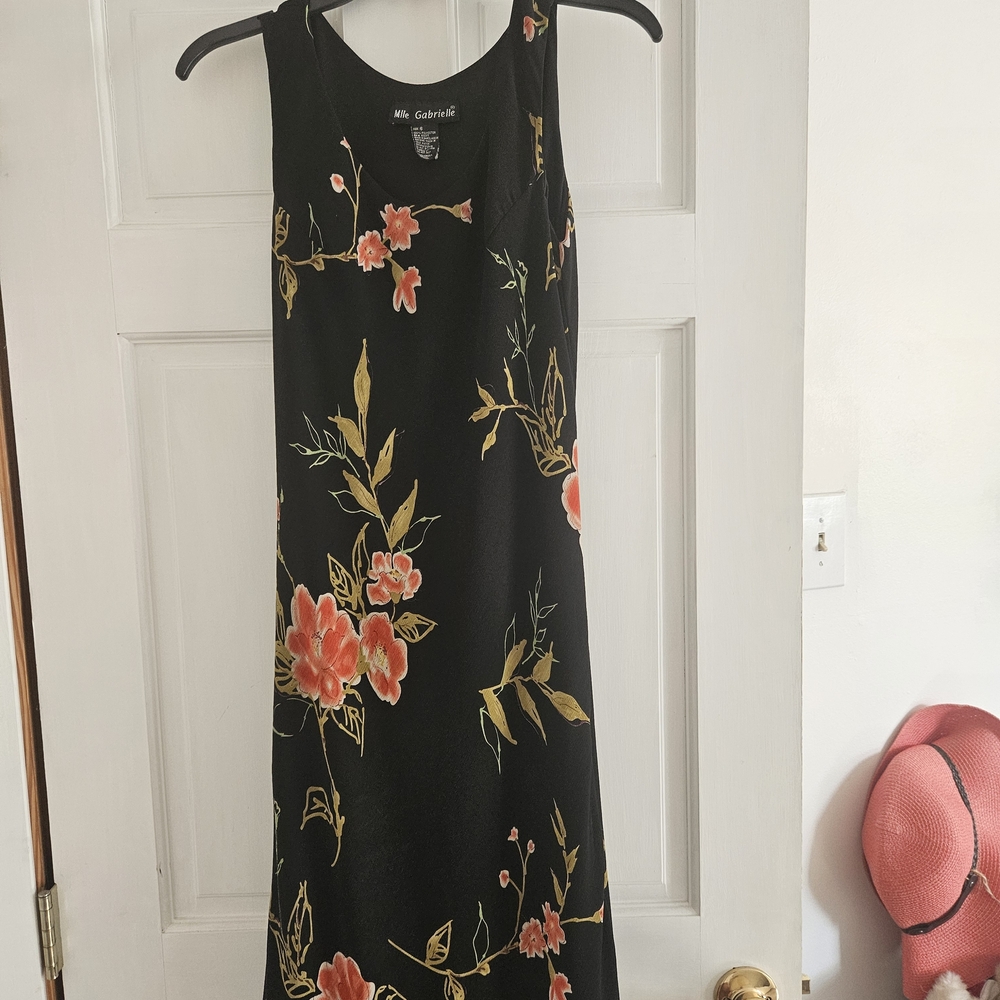 Mlle Gabrielle Black Dress with Pink and Yellow Floral Design